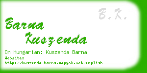 barna kuszenda business card